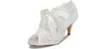 Jiajia Women's Peep Toe Cone Heel - Bridal Sandals for Weddings