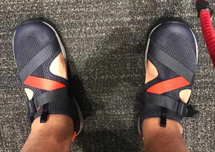 Trying out the comfortable Chaco Odyssey sandal in a navy color