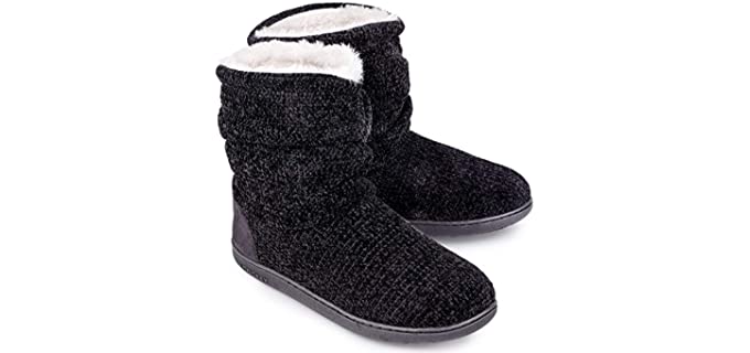 LongBay Women's Chenille - Knit Boot Slippers for Foot Pain