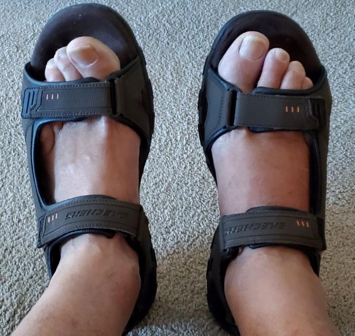 Trying the sandals to check if it offers comfortability and did not cause any pain