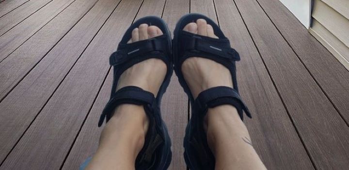 Wearing Ecco Yucatan Sport Sandal in black color