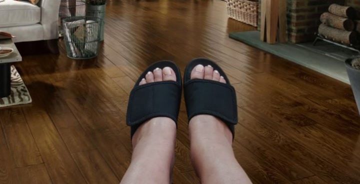 Wearing Megnya Orthopedic Slides Sandals in black color