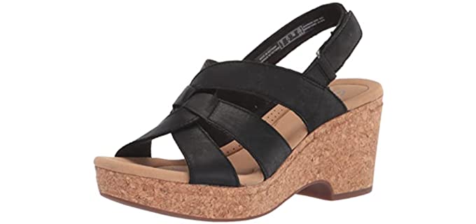 Clarks Women's Giselle - Beach Wedge Sandals for Bunions