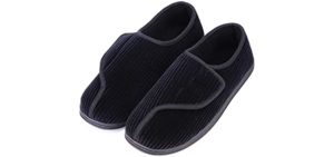 LongBay Men's Diabetic - Adjustable Slippers for Wide Feet