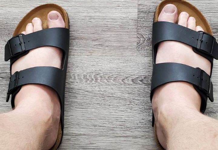 Trying out the Birkenstock Arizona soft sandals in black suede color