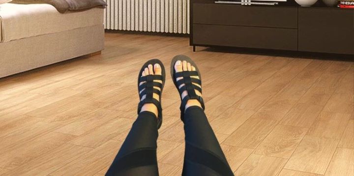 Wearing Teva Original Dorado Sandal in black color