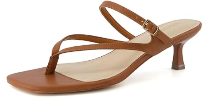 CUSHIONAIRE Madrid Kitten Heel - Sleek thong-strap