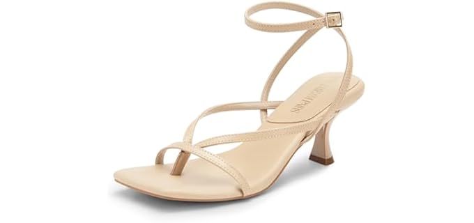 DREAM PAIRS Lace Up Heel - Square Toe Thong Ankle Strap