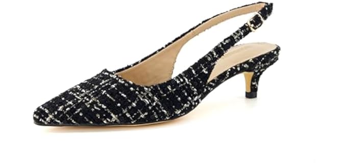Cushionaire Women's Buzz - Kitten Heel Sandals for Long Toes