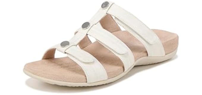 Vionic Women's Amber Pearl - Walking Slide Sandals for Flat Feet