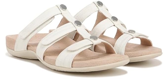 Vionic Women's Amber Pearl - Walking Slide Sandals for Flat Feet