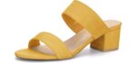 Allegra K Women's Dual Strap - Block Heel Sandals