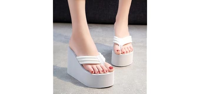 Always Pretty Women's High - Platform Flip Flops