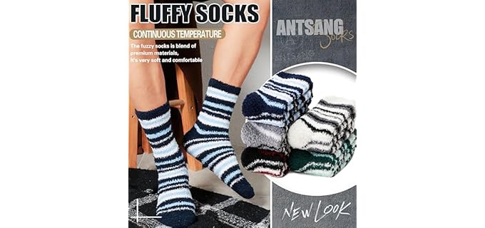 Antsang Men's Fuzzy - Slipper Socks