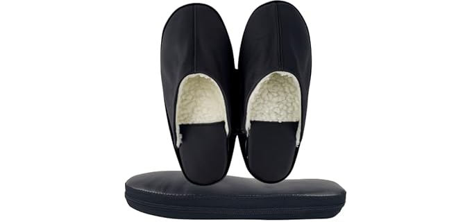 Artisan’s Bazaar Men's Leather - Leather Travel Slippers