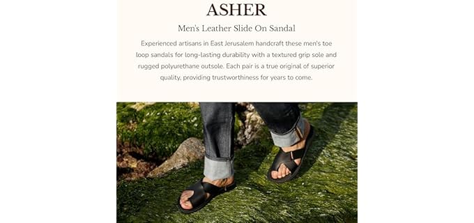 Jerusalem Sandals Men's Asher - Toe Loop Leather Sandals