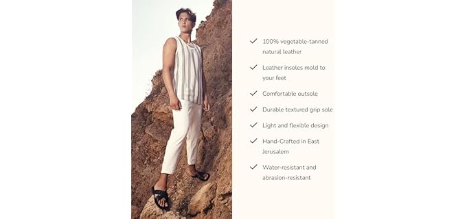 Jerusalem Sandals Men's Asher - Toe Loop Leather Sandals