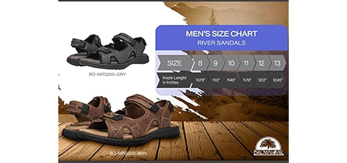 Brown Oak Men's Casual Hiking - Plantar fasciitis and Achilles Tendinitis Sandal