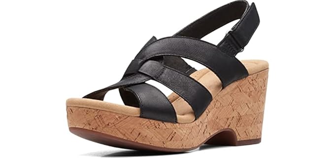 Clarks Women's Giselle - Beach Wedge Sandals for Bunions