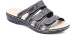 Clarks Women's Leisa Cacti Q - Leather Slide Sandal for Sweaty Feet
