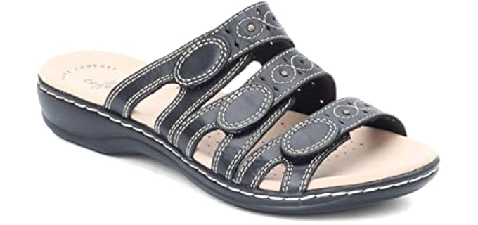 Clarks Women's Leisa Cacti Q - Leather Slide Sandal for Sweaty Feet