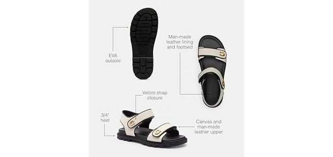 COACH Women's Brynn Sandal - Secure Velcro Straps