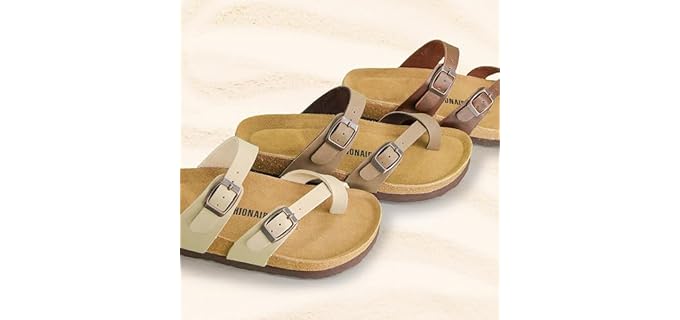 Cushionare Women's Luna - Cork Footbed Toe Loop Sandals