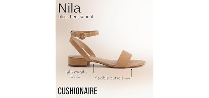 Cushionaire Women's Nila - One Band Comfortable Block Heel Sandals