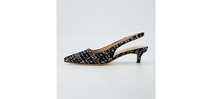 Cushionaire Women's Buzz - Kitten Heel Sandals for Long Toes