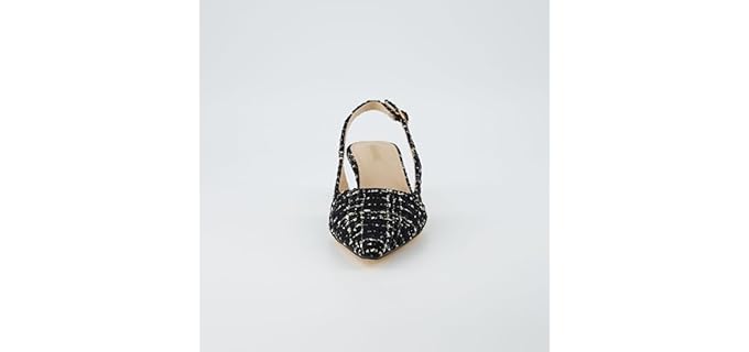 Cushionaire Women's Buzz - Kitten Heel Sandals for Long Toes