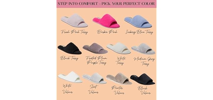 Dearfoams Women's Beatrice - Terry Slide Open Toe Slippers