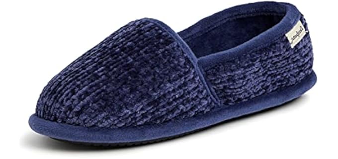 Dearfoams Women's Chenille - Cracked Heels Slippers