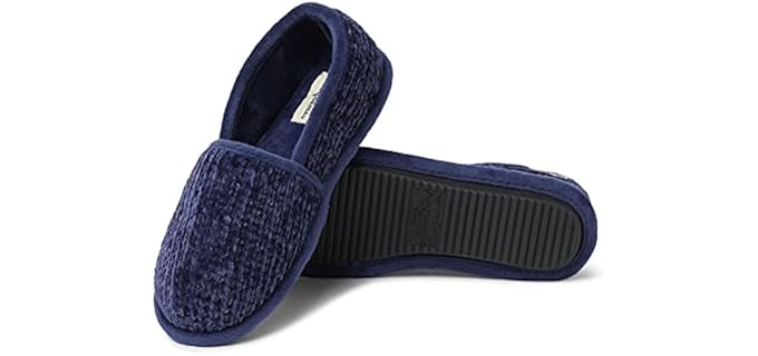 Dearfoams Women's Chenille - Cracked Heels Slippers