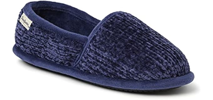 Dearfoams Women's Chenille - Cracked Heels Slippers