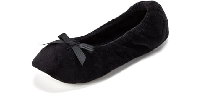 dearfoams Women's Layla - Suede Sole Ballet Slippers 