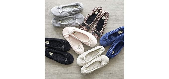 dearfoams Women's Layla - Suede Sole Ballet Slippers 