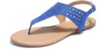 Dream pairs Women's Rhinestone - T-Strap Low Block Heel Sandals