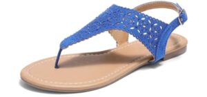 Dream pairs Women's Rhinestone - T-Strap Low Block Heel Sandals