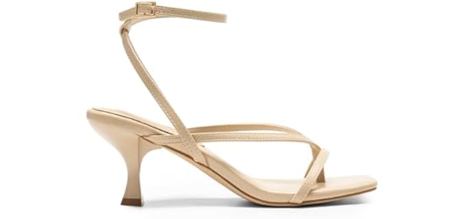 DREAM PAIRS Women's Lace Up Heel - Square Toe Thong Ankle Strap