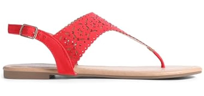 Dream pairs Women's Rhinestone - Low Block Heel Sandals