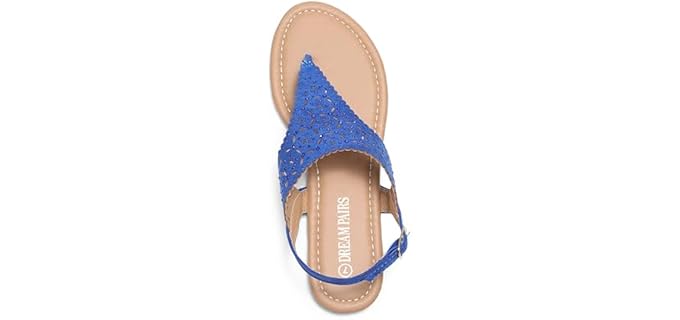 Dream pairs Women's Rhinestone - T-Strap Low Block Heel Sandals
