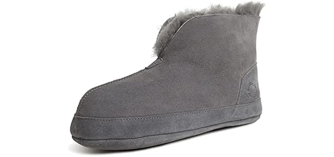Dearfoams Men's Byron - Leather Bootie Slippers