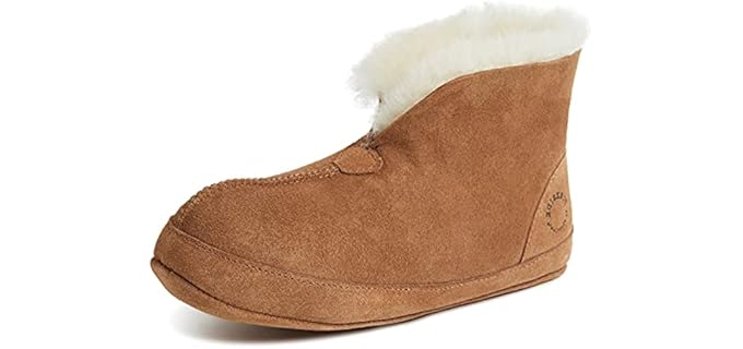 Dearfoams Women's Byron - Leather Bootie Slippers