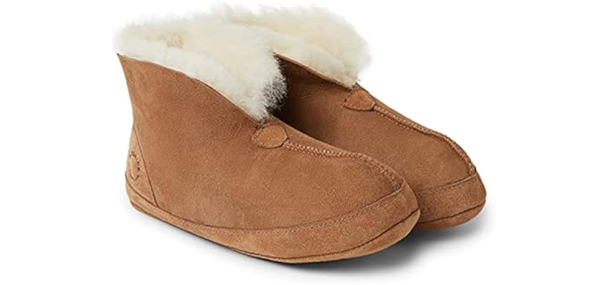 Dearfoams Women's Byron - Leather Bootie Slippers