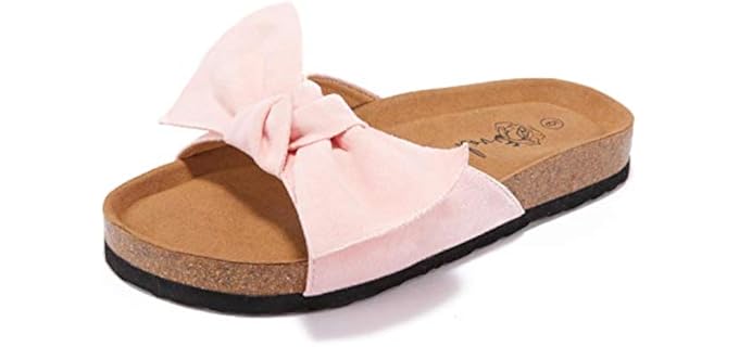 Fisace Women's Slip On - Bow Top Flat Sandals