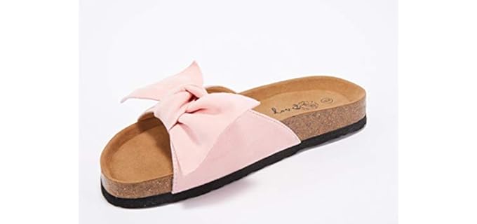 Fisace Women's Slip On - Bow Top Flat Sandals