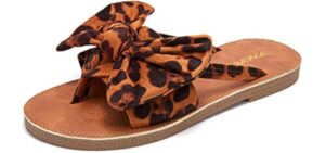 Fisace Women's Cute - Suede Leather Bow Top Sandal
