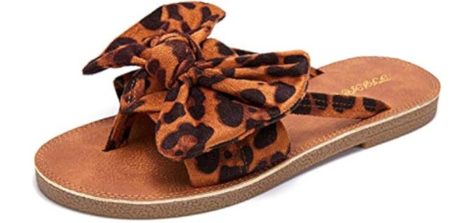 Fisace Women's Cute - Suede Leather Bow Top Sandal