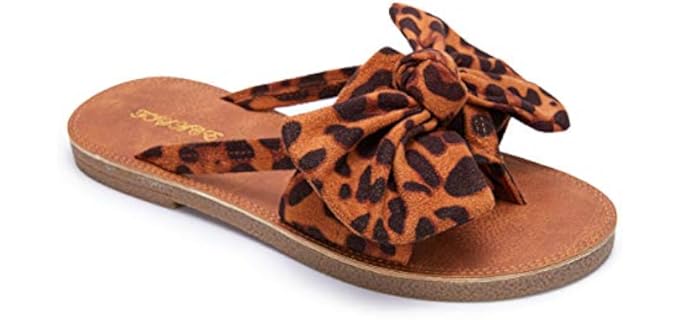 Fisace Women's Cute - Suede Leather Bow Top Sandal