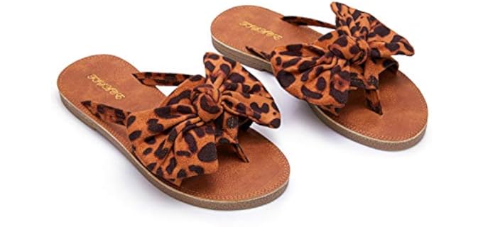 Fisace Women's Cute - Suede Leather Bow Top Sandal